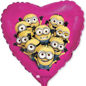 Ballon Les Minions Coeur Rose, Décorations ballons pour anniversaire.