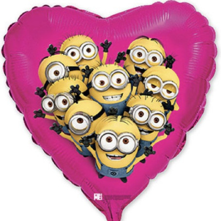 Ballon Les Minions Coeur Rose, Décorations ballons pour anniversaire.