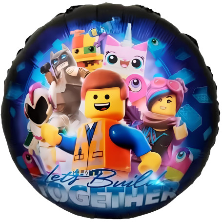 Ballon LEGO Film Rond 45 cm, décoration ballon anniversaire, jeux de construction LEGO, Briques de couleurs.