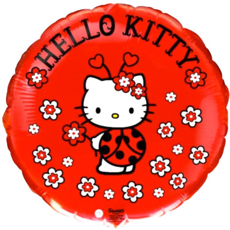 Ballon Hello Kitty Rond Rouge, Sanrio, Décorations ballons pour anniversaire.