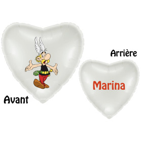 Ballon Astérix Coeur Blanc Personnalisable, Décorations ballons pour anniversaire.