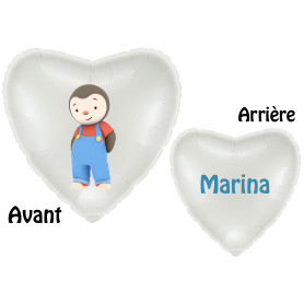 Ballon de T'choupi Coeur Blanc Prénom, Décorations ballons pour anniversaire.