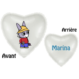 Ballon L'Âne Trotro Chapeau Coeur Blanc Prénom, Décorations ballons pour anniversaire.