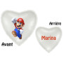 Ballon Super Mario Coeur Blanc Avec Prénom, Décorations ballons pour anniversaire Nintendo.