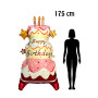 Ballon Gâteau Happy Birthday Géant 175 cm, Décorations ballons pour anniversaire, Géant.