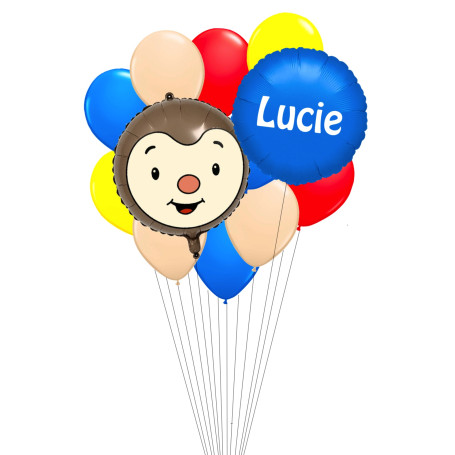 Grappe Ballons T'choupi Rond Personnalisable Bleu, Décorations ballons pour anniversaire.
