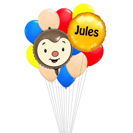 Grappe Ballons T'choupi Rond Personnalisable Or, Décorations ballons pour anniversaire.