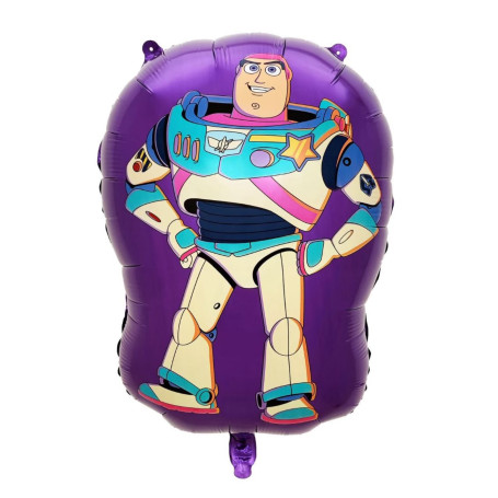 Ballon Buzz L'éclair Fond Violet, Décorations ballons pour anniversaire Disney et Toy Story.