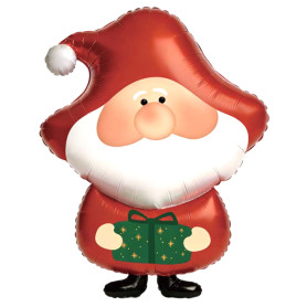 Ballon Gnome Rouge avec Cadeau de Noël, décoration ballon pour une vitrine ou magasin.