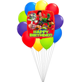 Ballons Toy Story Happy Birthday Carré Disney, décorations avec des ballons d'anniversaire Pixar.