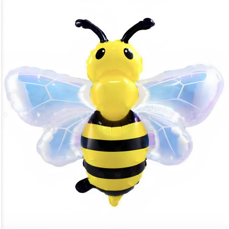 Ballon Abeille Holographique 74 cm, décoration ballon anniversaire, vendeur de miel, Vitrine de Pâques.