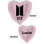 Ballon Logo BTS Coeur Rose avec Prénom, Décoration ballon K-Pop, Musique Korée.