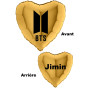 Ballon Logo BTS Coeur Or avec Prénom, Décoration ballon K-Pop, Musique Korée.