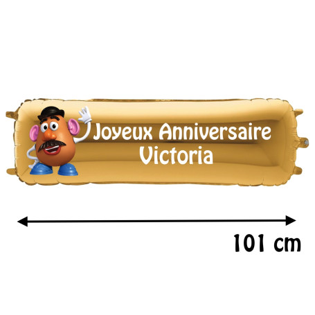 Ballon Mr Patate Toy Story Banderole Joyeux Anniversaire avec Prénom, Décorations ballons pour anniversaire.