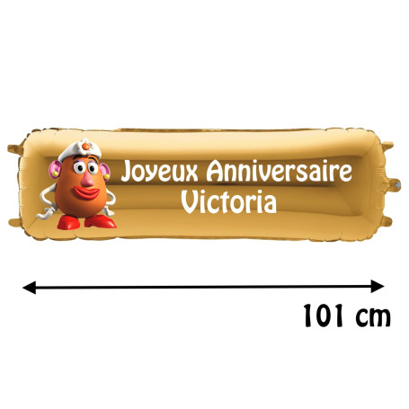 Ballon Mme Patate Toy Story Banderole Joyeux Anniversaire avec Prénom, Décorations ballons pour anniversaire.