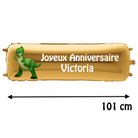 Ballon Rex Toy Story Banderole Joyeux Anniversaire avec Prénom, Décorations ballons pour anniversaire.