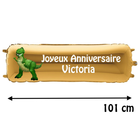 Ballon Rex Toy Story Banderole Joyeux Anniversaire avec Prénom, Décorations ballons pour anniversaire.