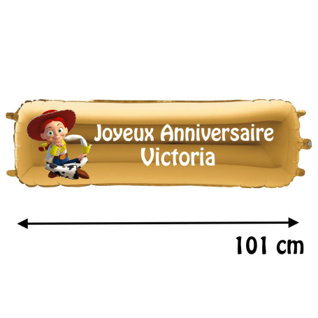 Ballon Jessie Toy Story Banderole Joyeux Anniversaire avec Prénom, Décorations ballons pour anniversaire.
