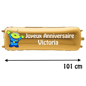 Ballon Martien Planète Pizza  Toy Story Banderole Joyeux Anniversaire avec Prénom, Décorations ballons pour anniversaire.