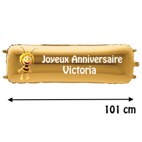 Ballon Maya L'Abeille Banderole Joyeux Anniversaire avec Prénom, Décorations ballons pour anniversaire.