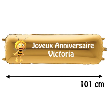 Ballon Maya L'Abeille Banderole Joyeux Anniversaire avec Prénom, Décorations ballons pour anniversaire.