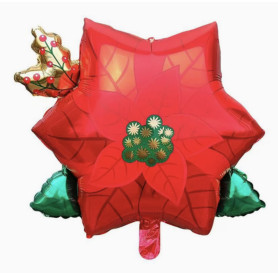 Ballon Fleur Rouge de Noël, décoration ballon pour vitrine de magasin, pépiniériste, fleuriste.