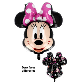 Ballon Minnie Noeud Rose 2 Faces Disney, Décorations ballons pour anniversaire Disneyland Paris.