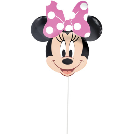 Ballon Minnie Noeud Rose Sur Tige Air Disney, Décorations ballons pour anniversaire, centre de table Disney.
