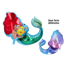 Ballon Ariel La Petite Sirène Et Polochon 2 Faces Disney, Décorations ballons pour anniversaire.