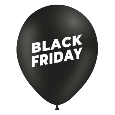 Ballons Black Friday Noir 30 cm X8, décoration ballon magasin et vitrine.