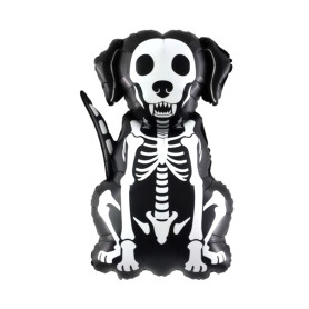 Ballon Chien Noir Squelette 93 cm, Décorations ballons pour Halloween, Coco Disney.