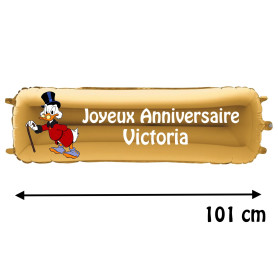 Ballon Picsou canne Banderole Joyeux Anniversaire avec Prénom Disney, Décorations ballons pour anniversaire.