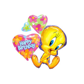 Ballon Titi Coeurs Happy Birthday Looney Tunes, Décorations ballons pour anniversaire.