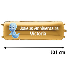 Ballon Casper Banderole Joyeux Anniversaire avec Prénom, Décorations ballons pour anniversaire.