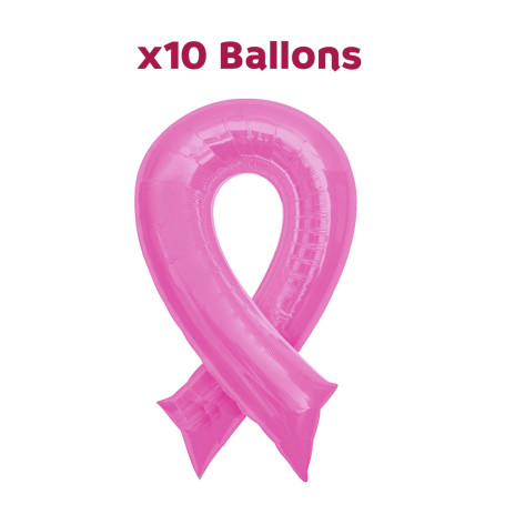Ballons Roses Cancer Du Sein Octobre rose x10, Décorations ballons pour une vitrine ou une cause de maladie.