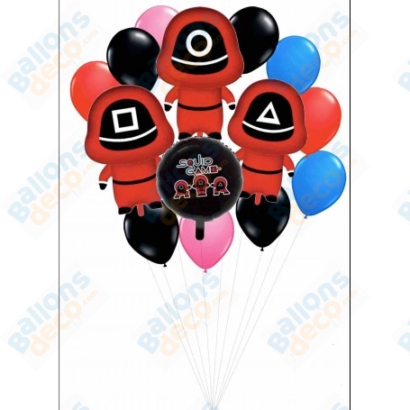 Ballons Squid Game 3 Personnages, Série Netflix, Décorations ballons pour anniversaire.