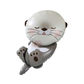 Ballon Loutre Grise Julia, Décorations ballons pour anniversaire, animaux aquatique.