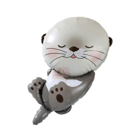 Ballon Loutre Grise Julia, Décorations ballons pour anniversaire, animaux aquatique.