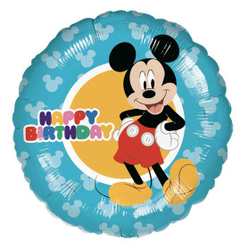 Mickey Happy Birthday Rond Bleu Disney, Décorations ballons pour anniversaire.