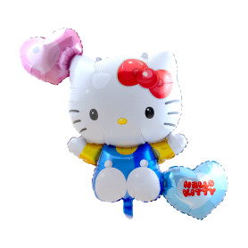 Ballon Hello Kitty Bleu Coeurs, Décorations ballons pour anniversaire.