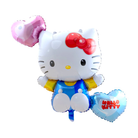 Ballon Hello Kitty Bleu Coeurs, Décorations ballons pour anniversaire.