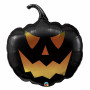 Ballon Citrouille Noir Effet Flames Halloween, décoration ballon pour vitrine de magasin pour Halloween.