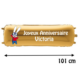 Ballon Simon SuperLapin Happy Banderole Joyeux Anniversaire avec Prénom, Décorations ballons pour anniversaire.