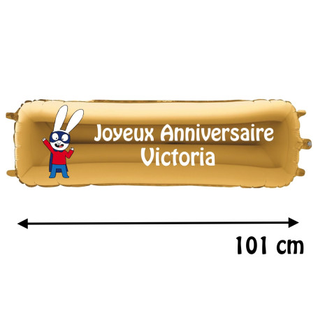 Ballon Simon SuperLapin Happy Banderole Joyeux Anniversaire avec Prénom, Décorations ballons pour anniversaire.