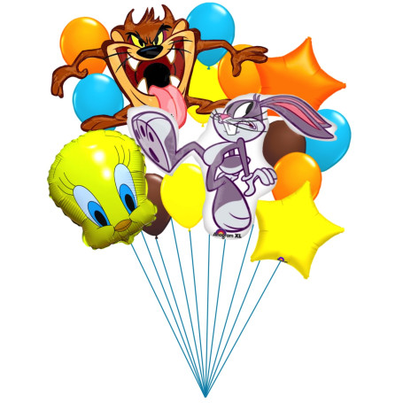 Ballons Looney Tunes Luxe En Grappe, Décorations ballons pour anniversaire.