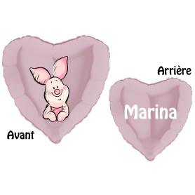 Ballon Porcinet Coeur Rose Avec Prénom Disney, Décorations ballons pour anniversaire.