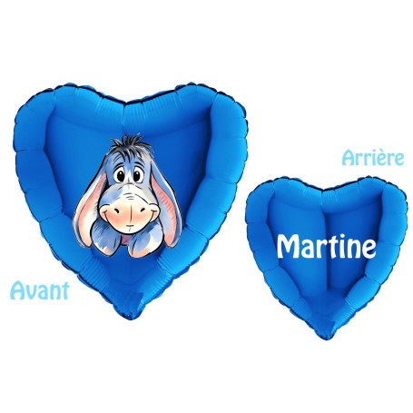 Ballon Bourriquet Coeur Bleu Avec Prénom Disney, Décorations ballons pour anniversaire.