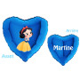 Ballon Blanche Neige Coeur Bleu avec Prénom, Princesse Disney, Décorations ballons pour anniversaire.