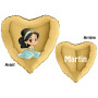 Ballon Jasmine Coeur Or avec Prénom Disney, Décorations ballons pour anniversaire.