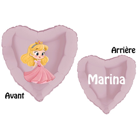Ballon Princesse Aurore Coeur Rose Avec Prénom Disney la belle au bois dormant, Décorations ballons pour anniversaire.
